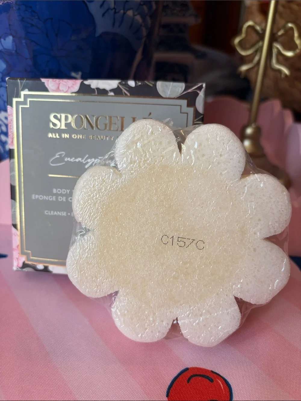Spongelle’ Body Wash Infused Buffer in Eucalyptus Rain Scent.